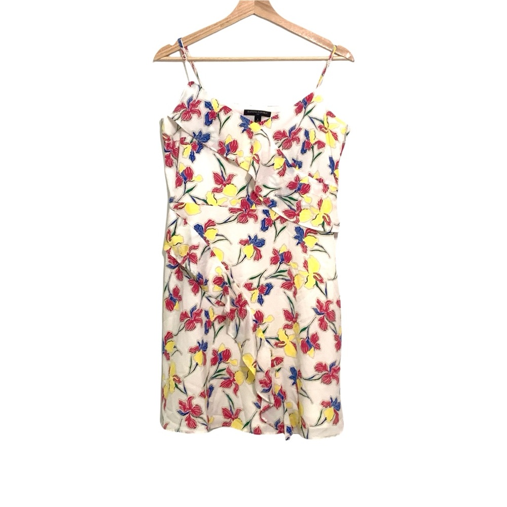Banana Republic Floral Ruffle Mini Dress Size 8 Spaghetti Strap Sun Dress